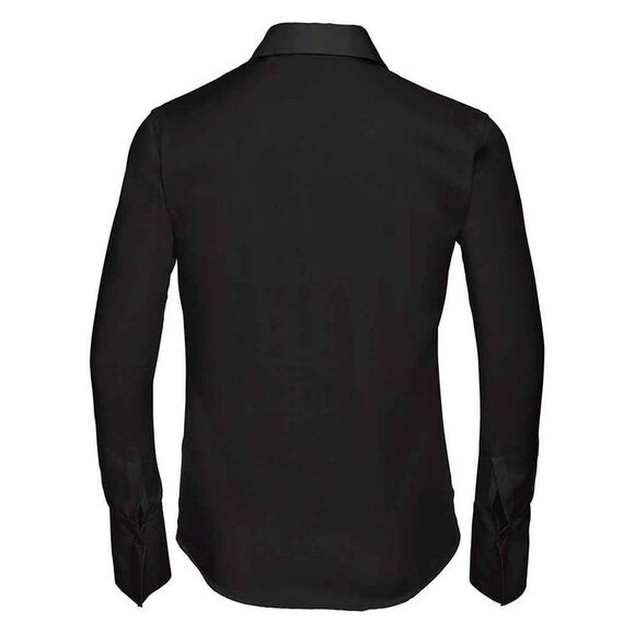 Russell Collection Womens/Ladies Ultimate Non-Iron Long-Sleeved Shirt / Black - Picture 2 of 3
